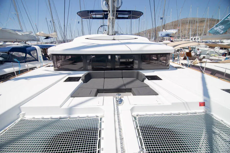 Deck of LinaHanna, a Lagoon 52 F catamaran at Grad Šibenik, Croatia