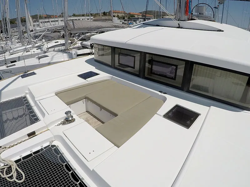 Exterior view of LinaHanna, a Lagoon 52 F catamaran at Grad Šibenik, Croatia