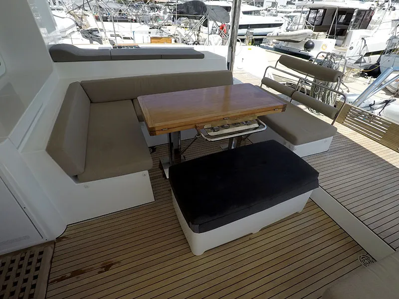 Cockpit of LinaHanna, a Lagoon 52 F catamaran at Grad Šibenik, Croatia
