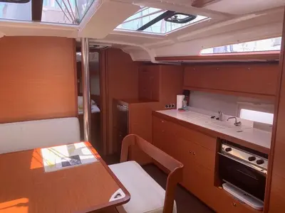 Salon of Bibi, a Dufour 430 GL sailboat at Seget Donji, Croatia