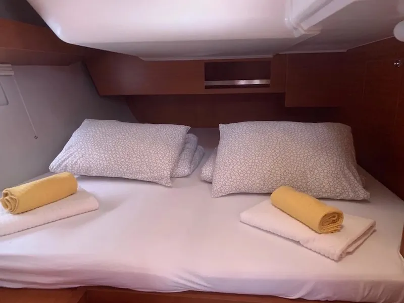 Cabin on Bibi, a Dufour 430 GL sailboat at Seget Donji, Croatia