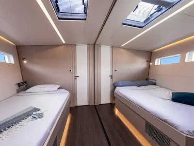 Cabin on Elyvian Breeze, a Jeanneau 60 sailboat at Brindisi, Italy