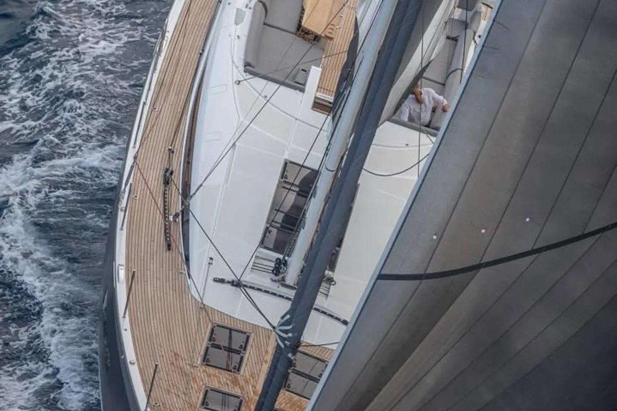 Exterior view of Elyvian Breeze, a Jeanneau 60 sailboat at Brindisi, Italy
