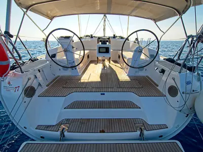 Cockpit of MH 86, a Bavaria Cruiser 46 sailboat at Murter, Croatia