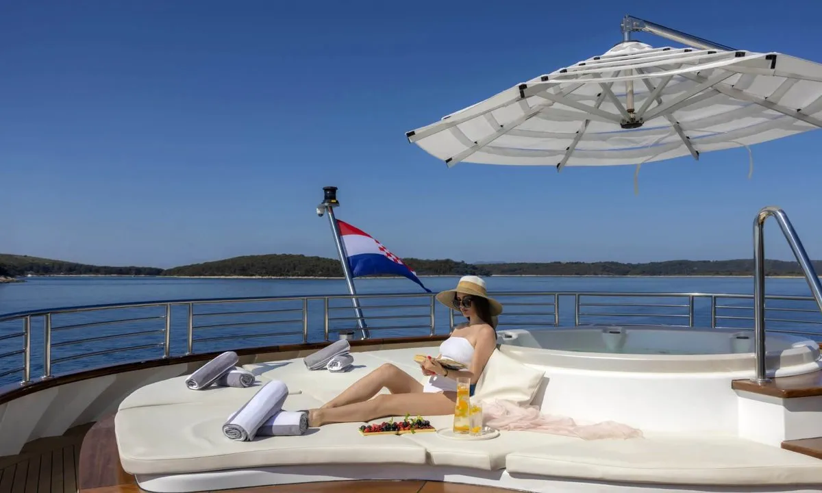 Deck of Anthea, a Odisej Ltd MY Custom Anthea motor yacht at Split, Croatia