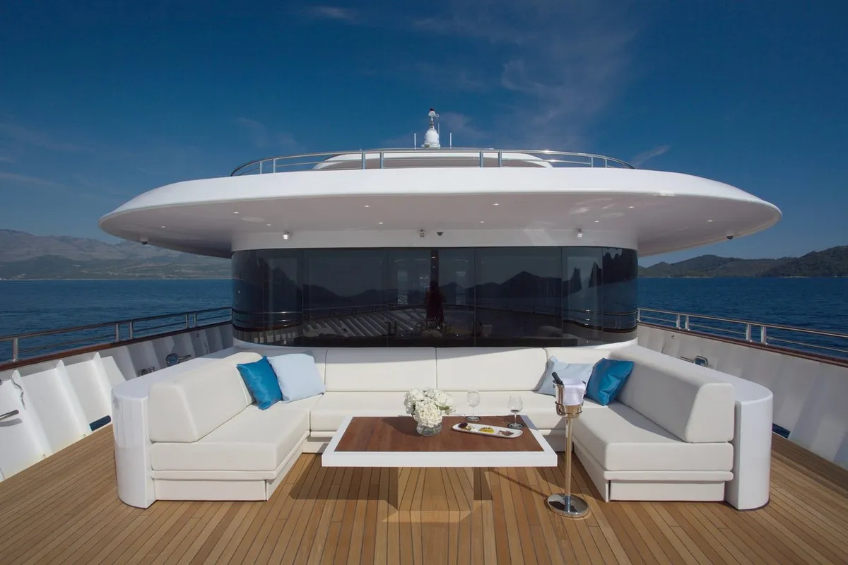 Deck of Anthea, a Odisej Ltd MY Custom Anthea motor yacht at Split, Croatia
