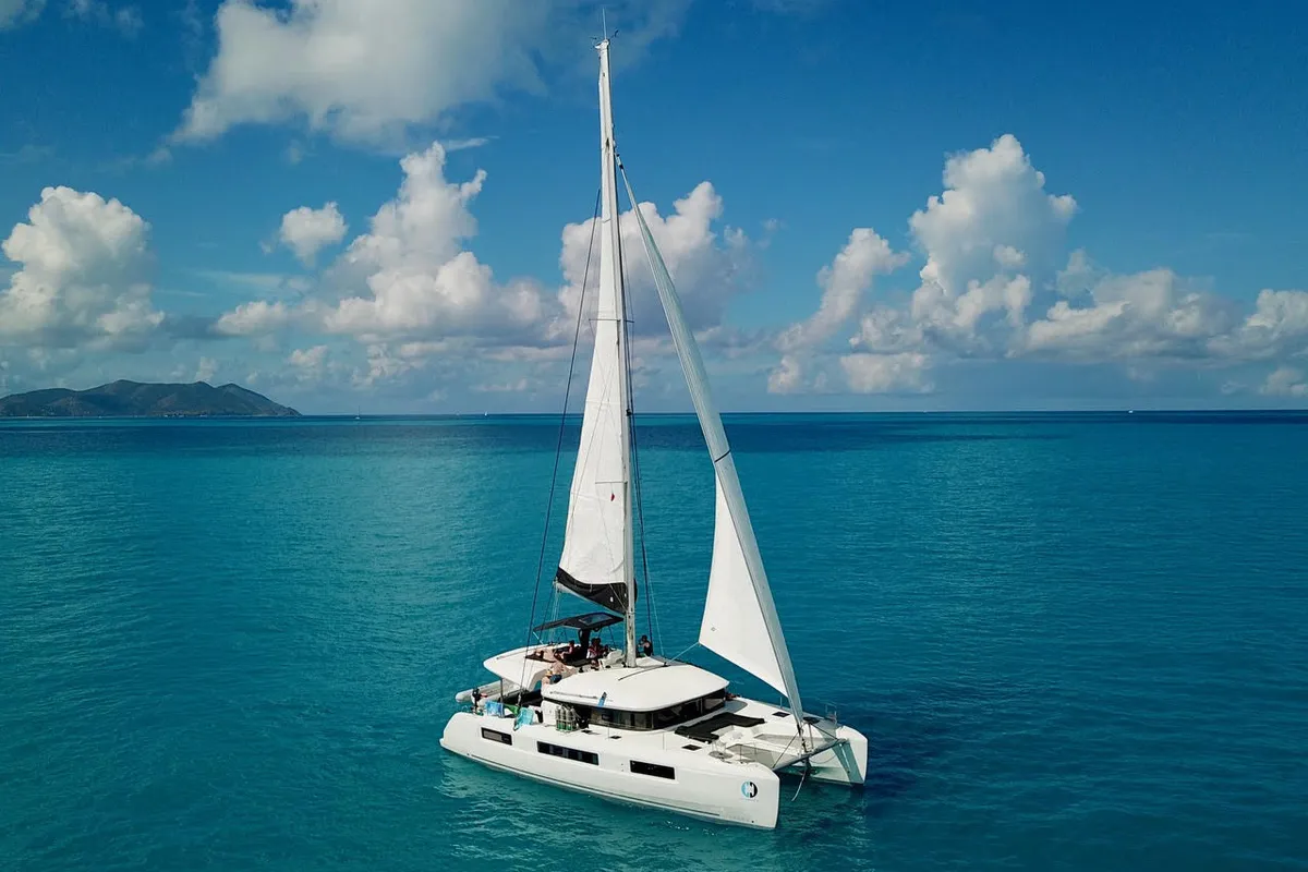 Exterior view of Out of the Blue, a Lagoon 50 catamaran at Parham Town, British Virgin Islands