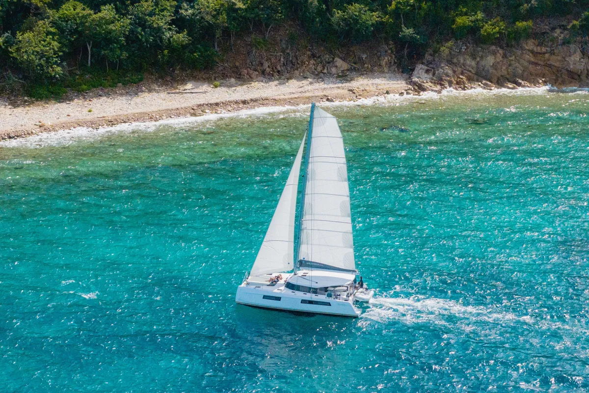 Exterior view of Carpe Diem, a Nautitech 44 Open catamaran at Road Town, British Virgin Islands