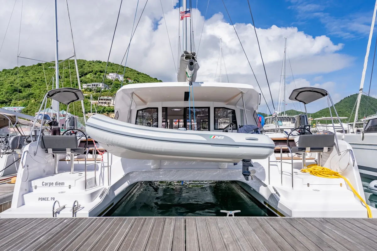Exterior view of Carpe Diem, a Nautitech 44 Open catamaran at Road Town, British Virgin Islands