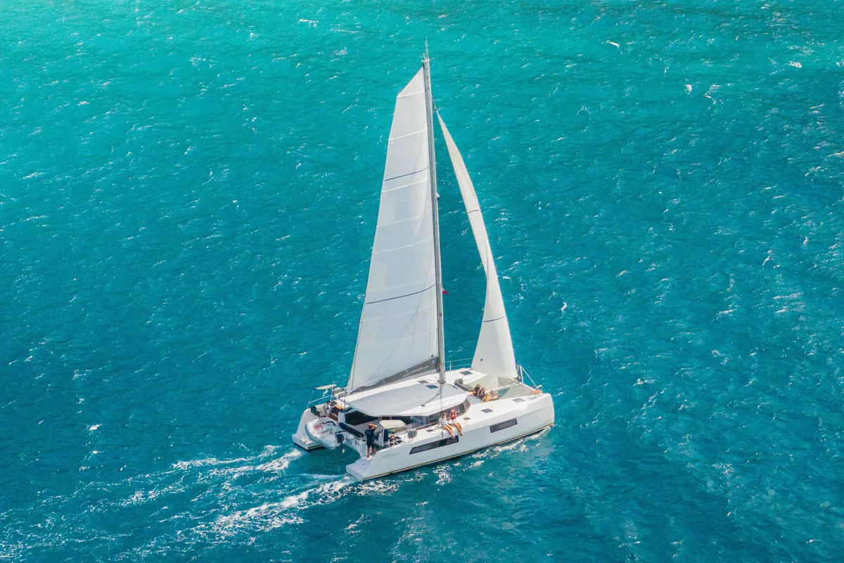 Exterior view of Carpe Diem, a Nautitech 44 Open catamaran at Road Town, British Virgin Islands