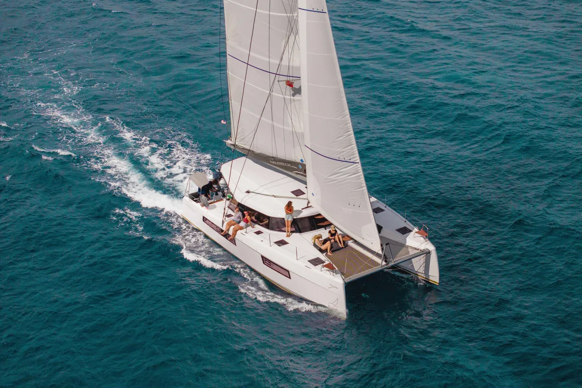 Exterior view of Carpe Diem, a Nautitech 44 Open catamaran at Road Town, British Virgin Islands