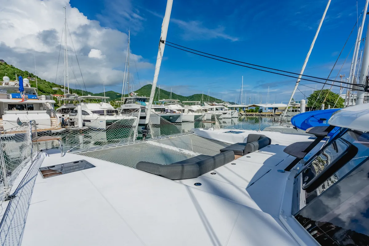 Deck of Carpe Diem, a Nautitech 44 Open catamaran at Road Town, British Virgin Islands