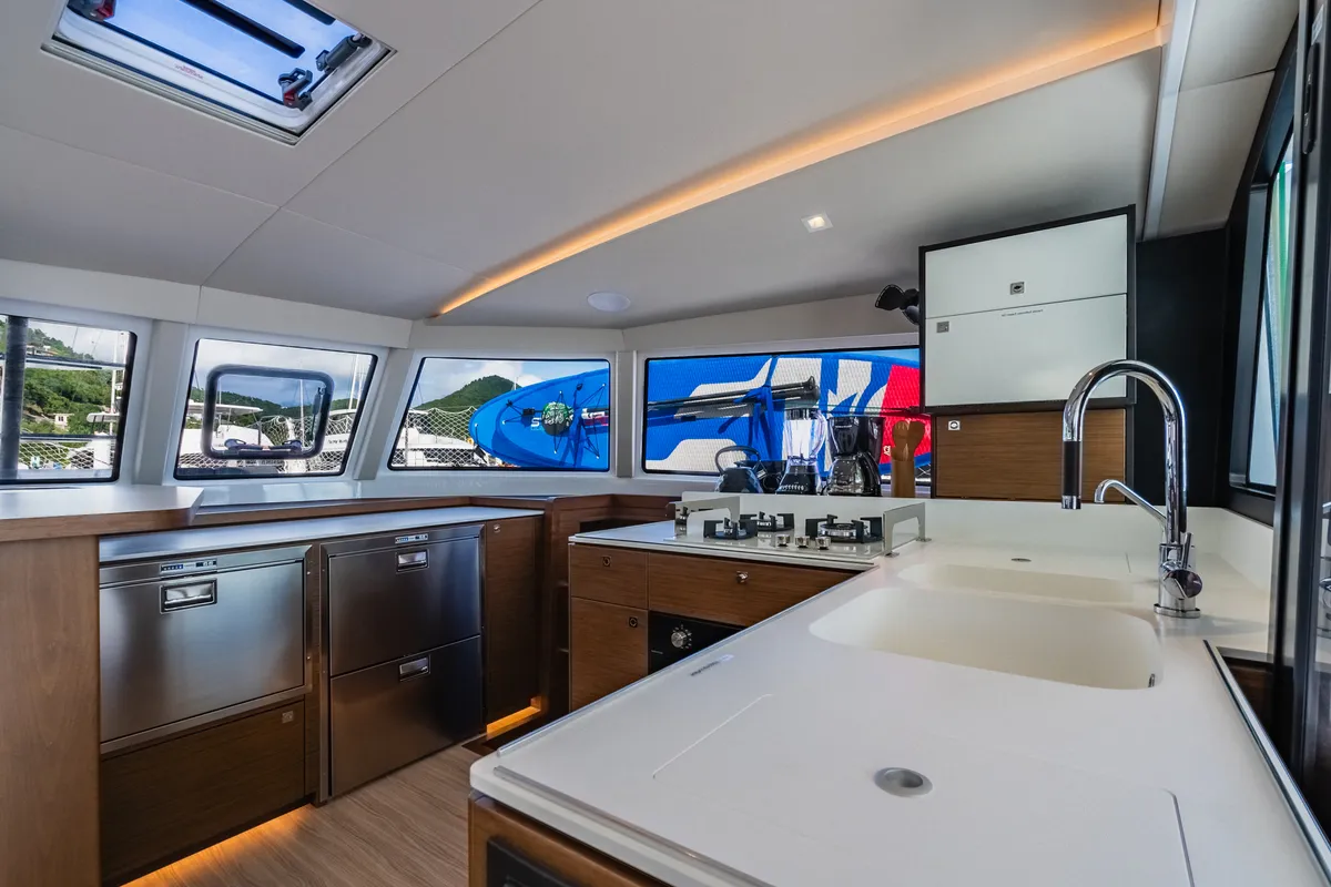 Galley of Carpe Diem, a Nautitech 44 Open catamaran at Road Town, British Virgin Islands