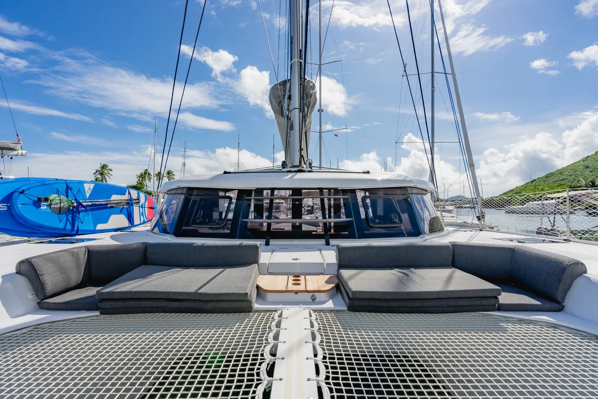 Deck of Carpe Diem, a Nautitech 44 Open catamaran at Road Town, British Virgin Islands