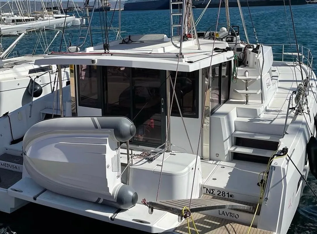 Galley of Medusa I, a Bali 4.1 catamaran at Municipal Unit of Lefkada, Greece