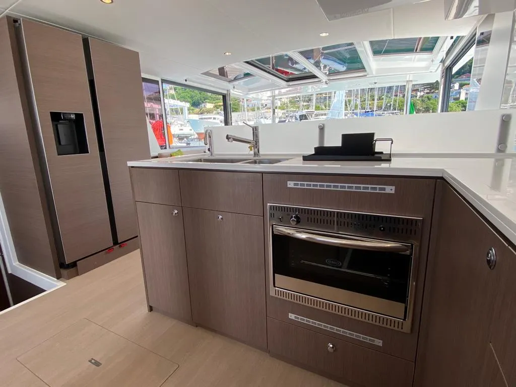 Galley of NADIR, a Bali 4.6 catamaran at Capo d'Orlando, Italy