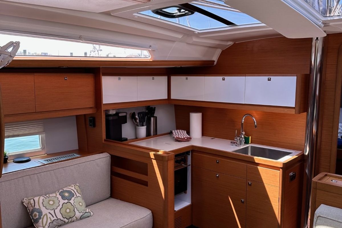 Galley of Opportune Moment, a Dufour 430 sailboat at Chesapeake, United States
