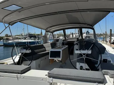 Cockpit of Opportune Moment, a Dufour 430 sailboat at Chesapeake, United States