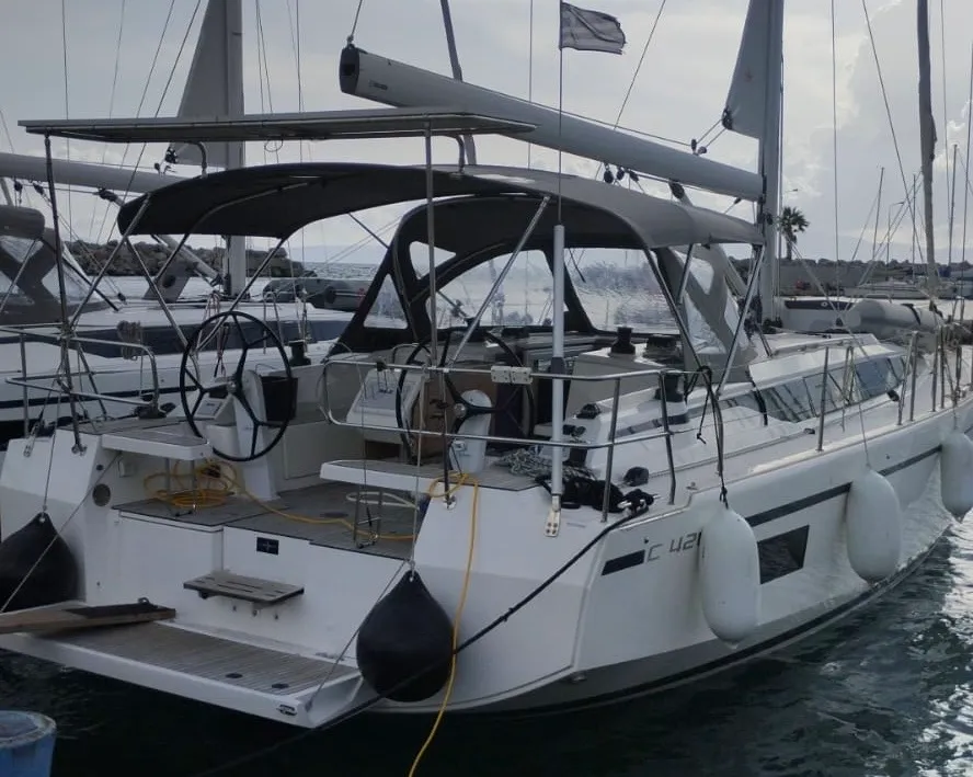 Exterior view of ERMIS, a Bavaria C42 sailboat at Municipal Unit of Lefkada, Greece