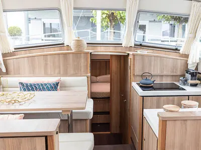 Galley of La Barrique, a Linssen Grand Sturdy 40.0 AC motorboat at Le Landeron, Switzerland