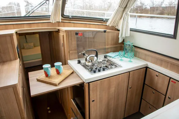 Galley of La Barrique, a Linssen Grand Sturdy 40.0 AC motorboat at Le Landeron, Switzerland