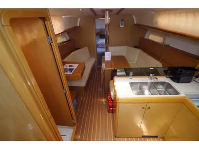 Salon of Primus Navi, a Jeanneau Sun Odyssey 36i sailboat at Marmaris, Turkey
