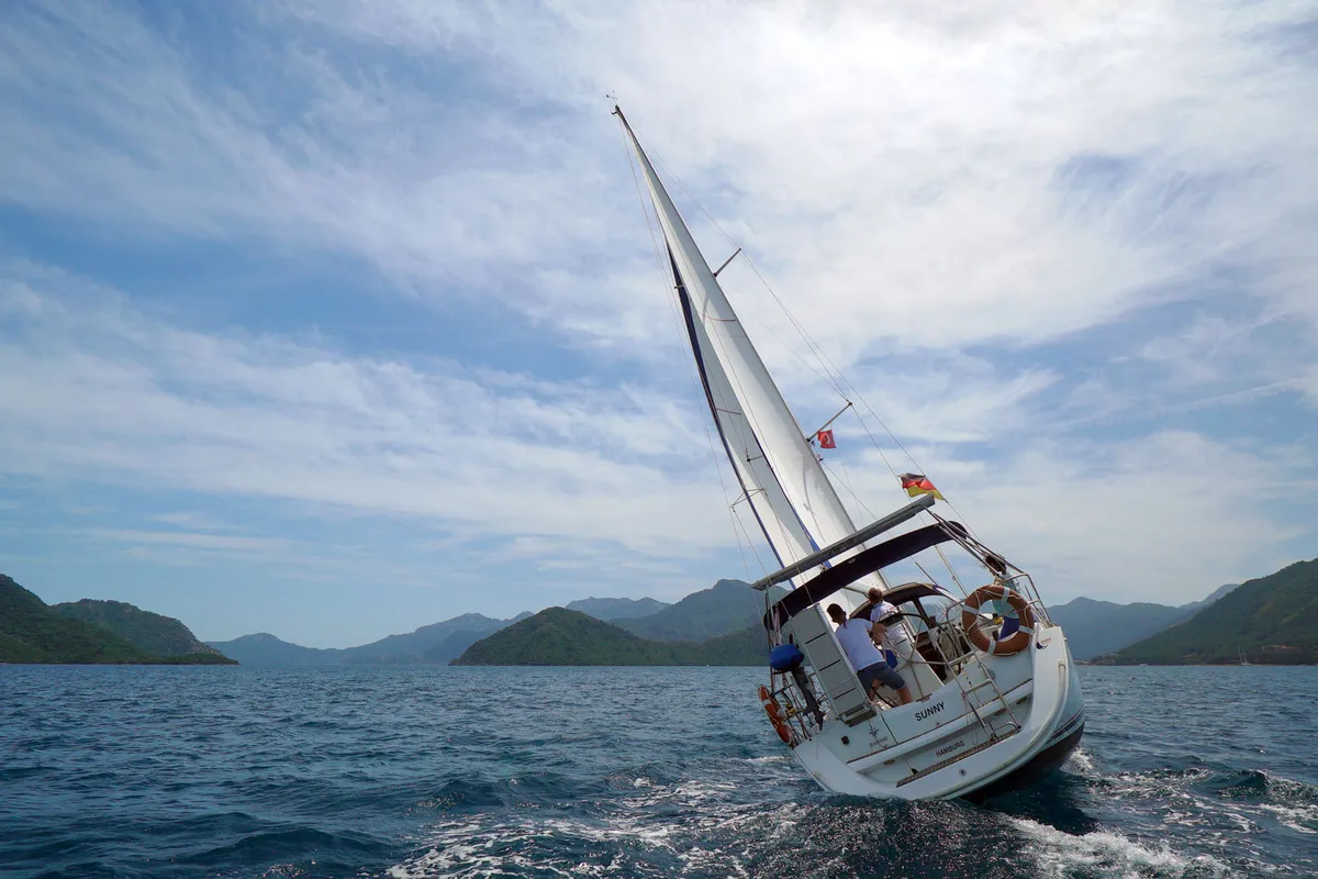 Exterior view of Primus Navi, a Jeanneau Sun Odyssey 36i sailboat at Marmaris, Turkey