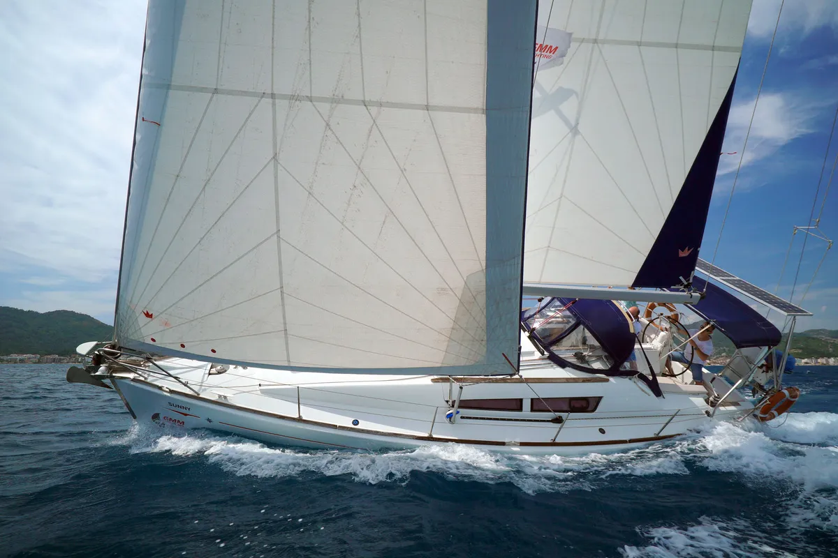Exterior view of Primus Navi, a Jeanneau Sun Odyssey 36i sailboat at Marmaris, Turkey