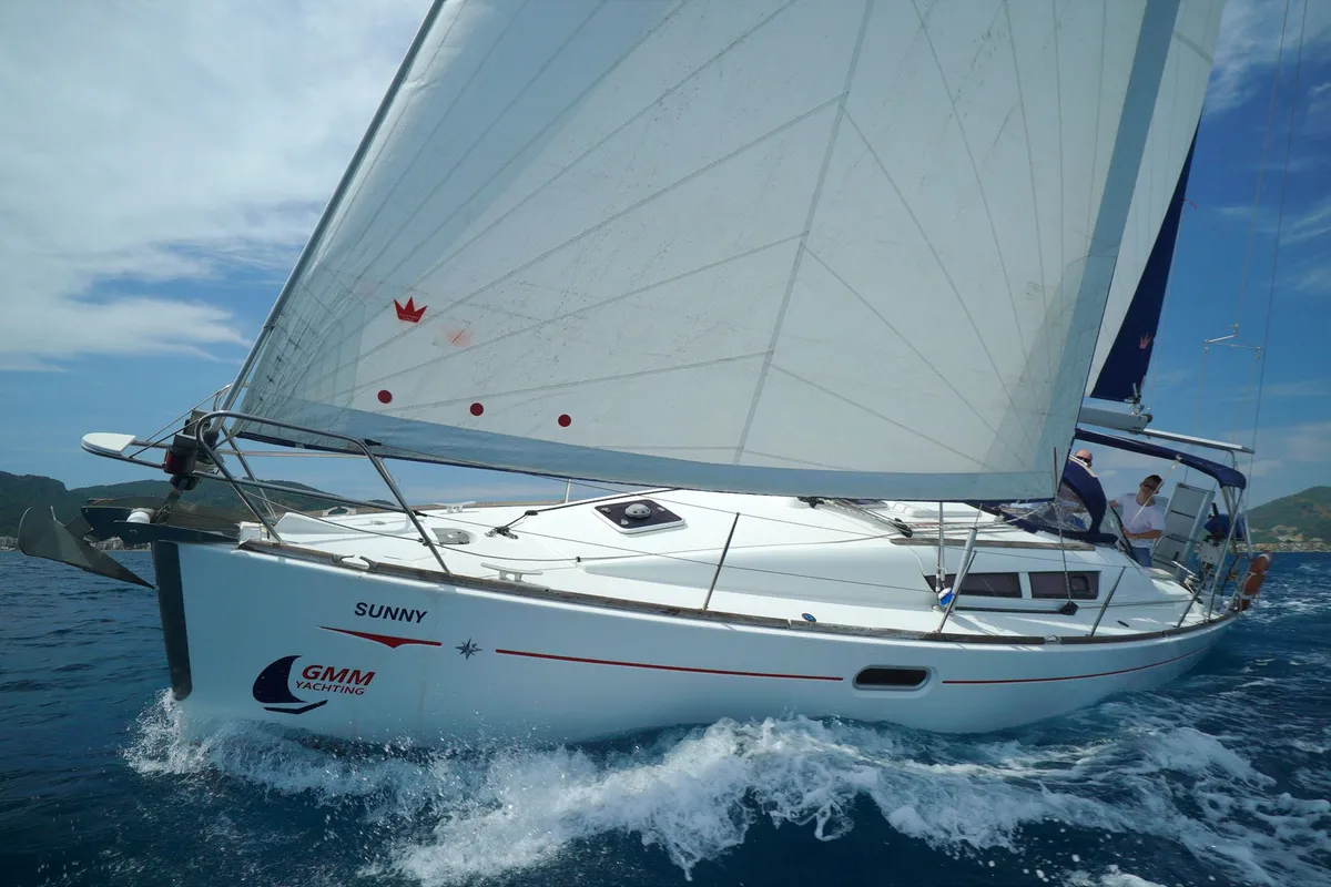 Exterior view of Primus Navi, a Jeanneau Sun Odyssey 36i sailboat at Marmaris, Turkey