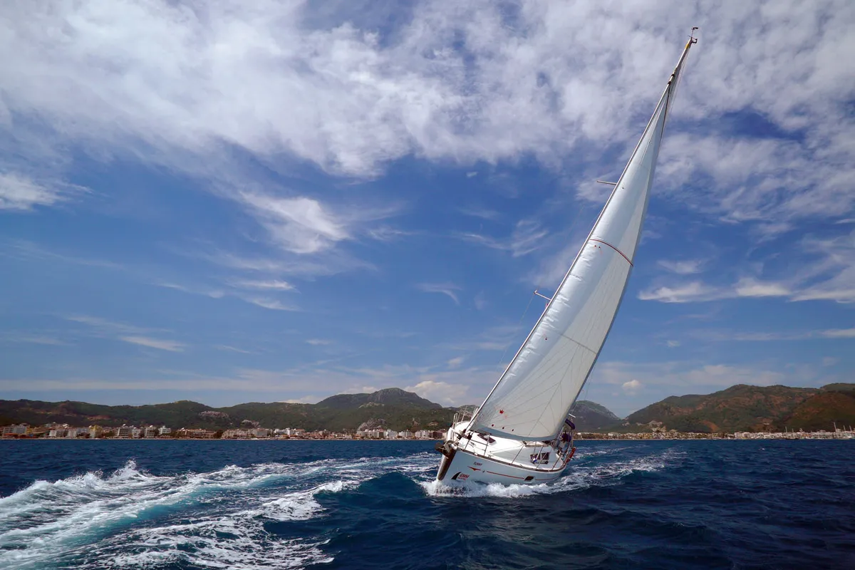 Exterior view of Primus Navi, a Jeanneau Sun Odyssey 36i sailboat at Marmaris, Turkey