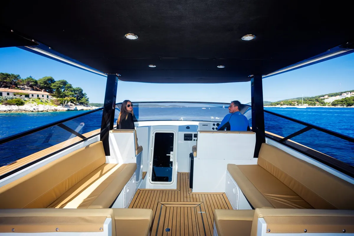 Colnago 38, a Colnago 38 motor yacht at Hvar town, Croatia