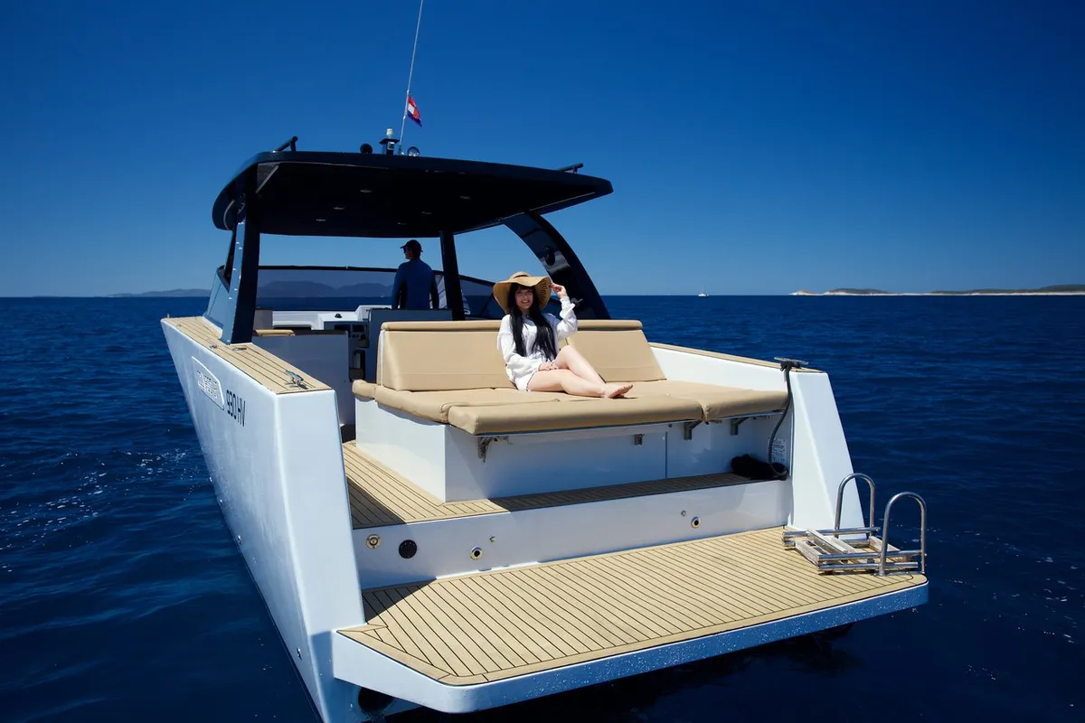 Colnago 38, a Colnago 38 motor yacht at Hvar town, Croatia