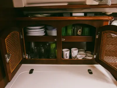 Galley of Kleio, a Beneteau Oceanis 381 sailboat at Volos, Greece