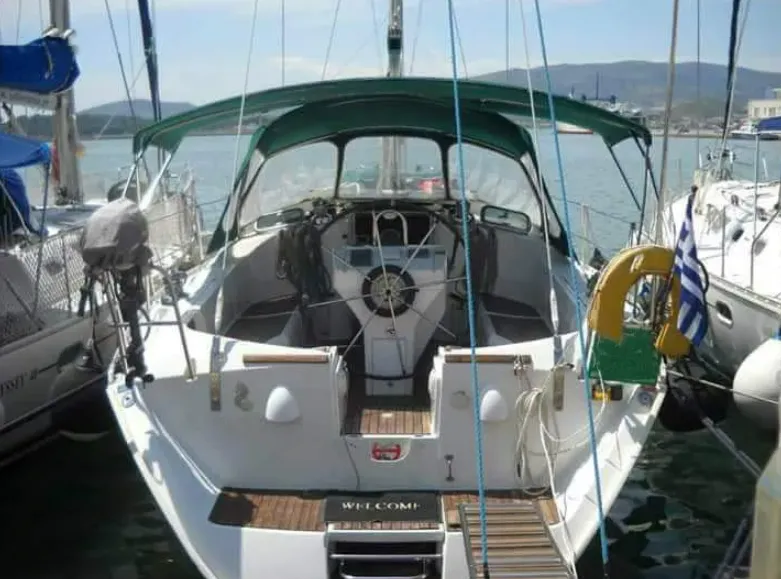Exterior view of Kleio, a Beneteau Oceanis 381 sailboat at Volos, Greece
