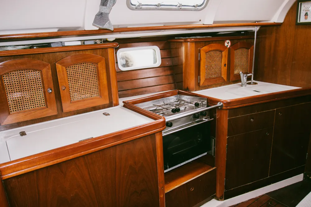 Galley of Kleio, a Beneteau Oceanis 381 sailboat at Volos, Greece