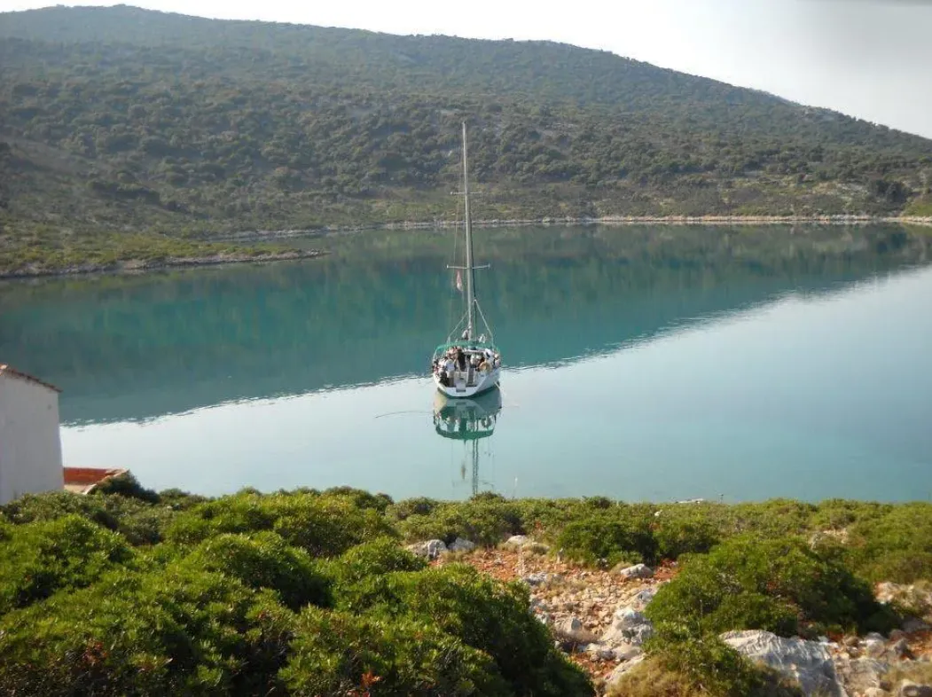 Exterior view of Kleio, a Beneteau Oceanis 381 sailboat at Volos, Greece
