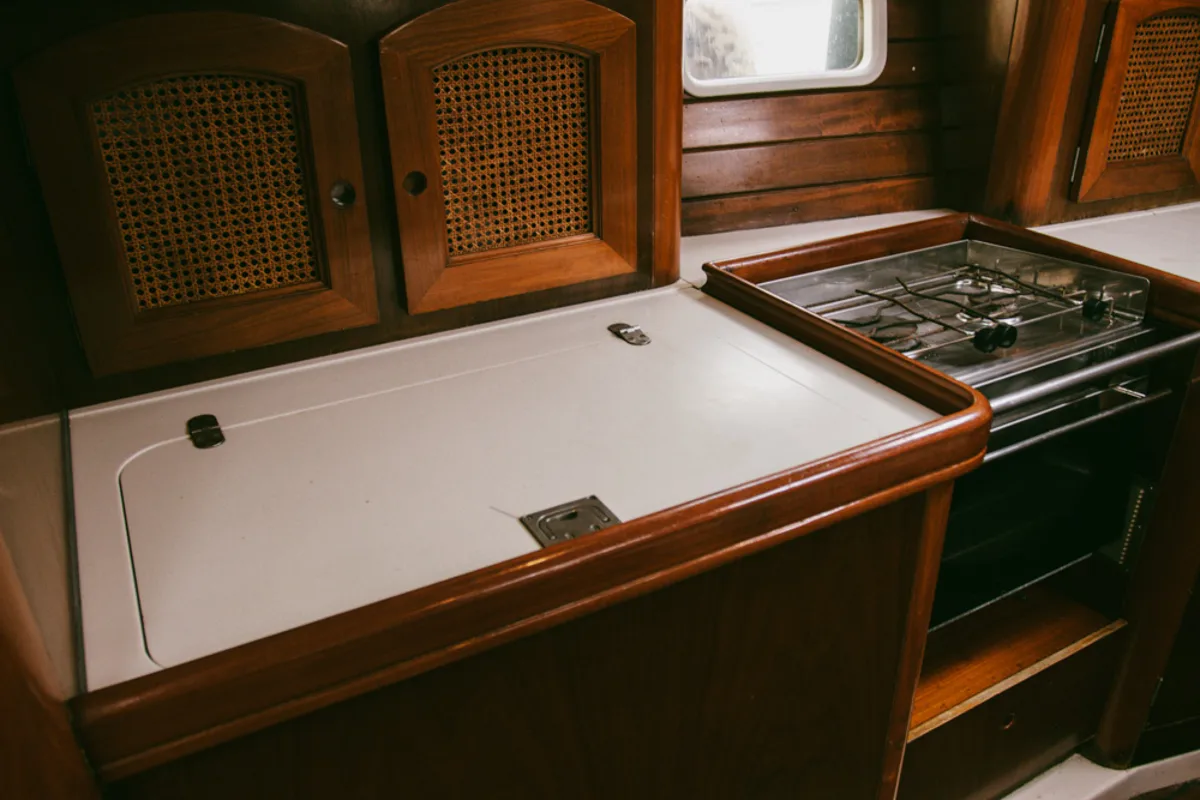 Galley of Kleio, a Beneteau Oceanis 381 sailboat at Volos, Greece