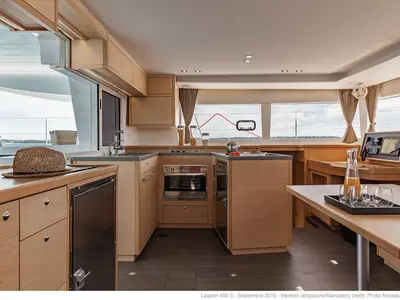 Galley of Arome, a Lagoon 450 S catamaran at Roche Caiman, Seychelles