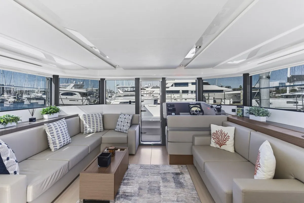 Salon of Nauti Cat, a Leopard 53 - OW catamaran at Central Abaco, Bahamas