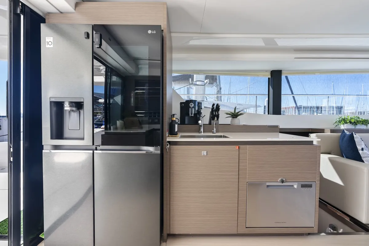 Galley of Nauti Cat, a Leopard 53 - OW catamaran at Central Abaco, Bahamas