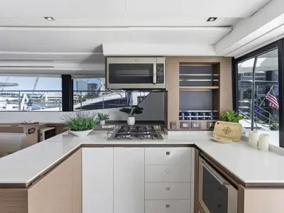 Galley of Nauti Cat, a Leopard 53 - OW catamaran at Central Abaco, Bahamas