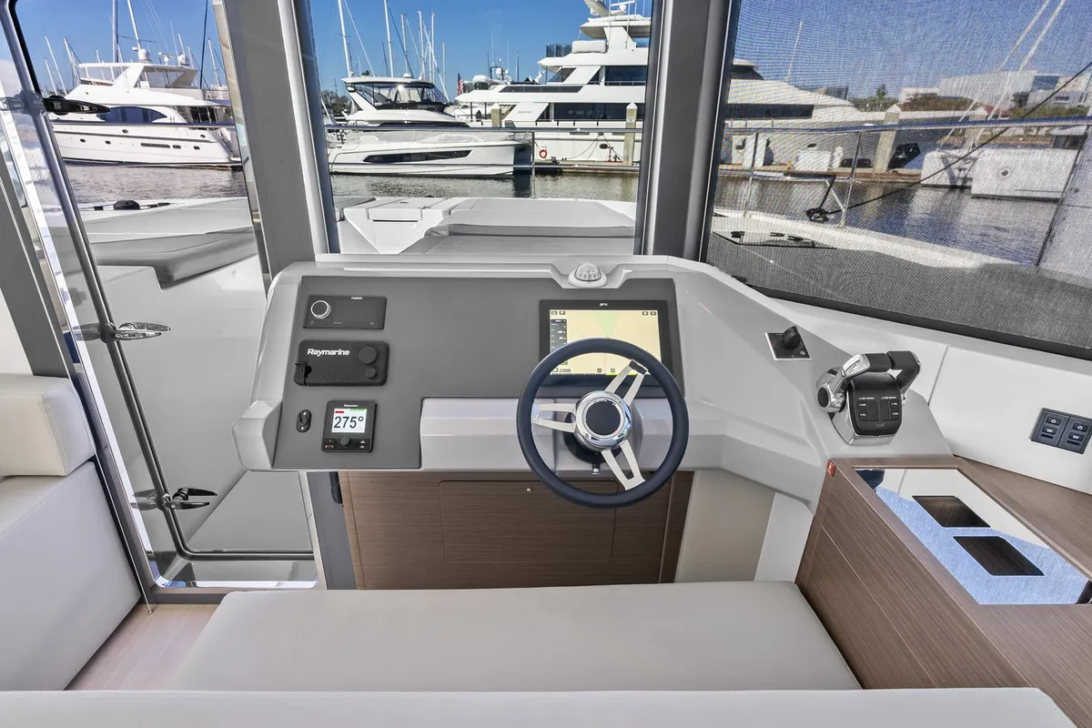 Cockpit of Nauti Cat, a Leopard 53 - OW catamaran at Central Abaco, Bahamas