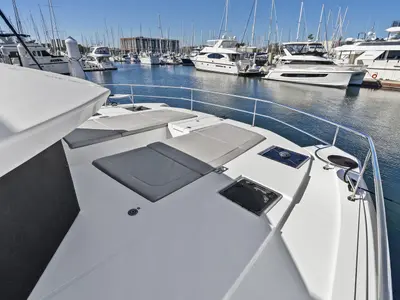 Deck of Nauti Cat, a Leopard 53 - OW catamaran at Central Abaco, Bahamas