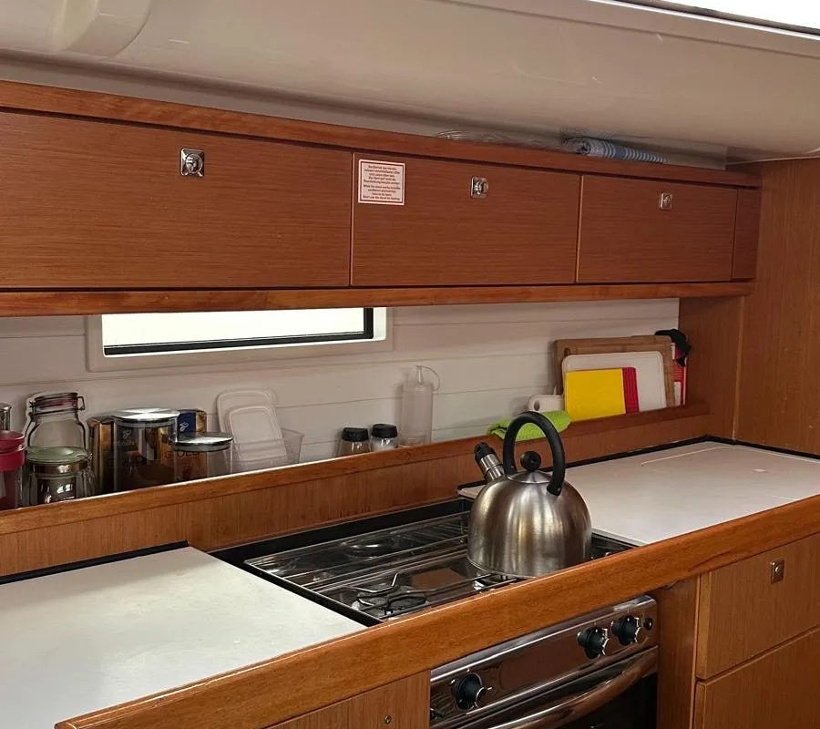 Galley of Mango, a Bavaria Cruiser 51 sailboat at Fethiye, Turkey
