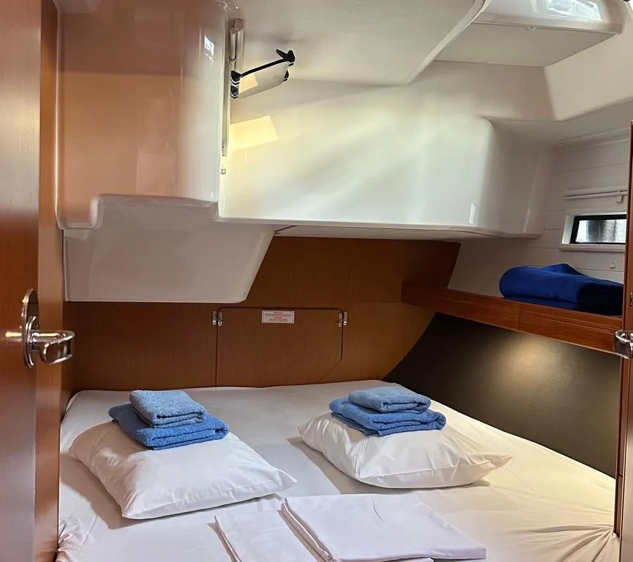 Cabin on Mango, a Bavaria Cruiser 51 sailboat at Fethiye, Turkey