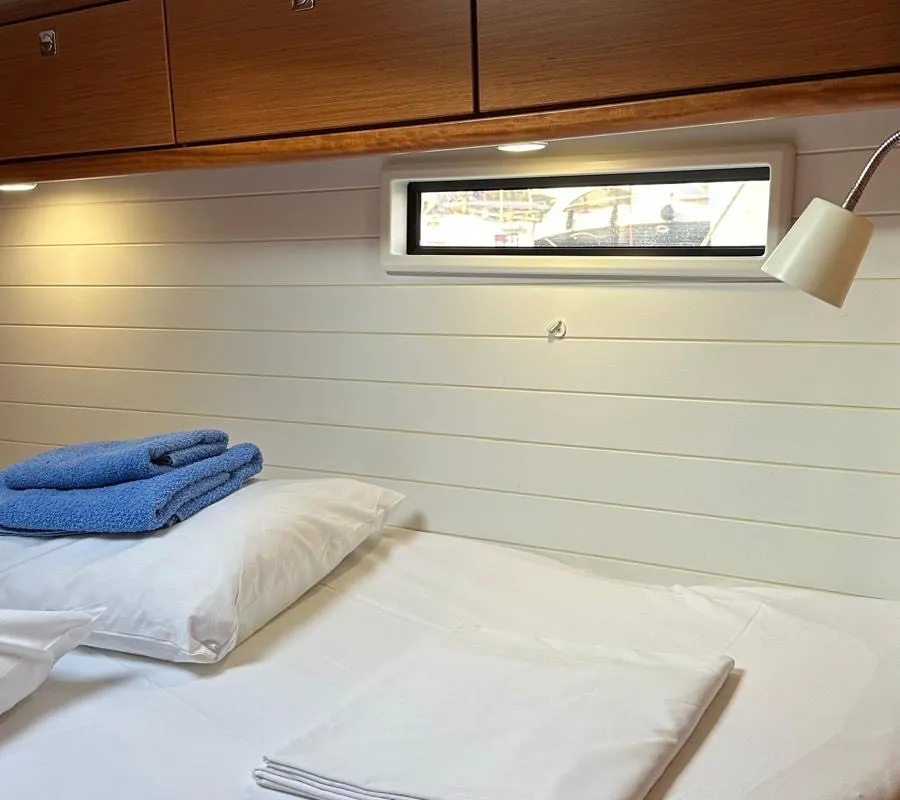 Cabin on Mango, a Bavaria Cruiser 51 sailboat at Fethiye, Turkey
