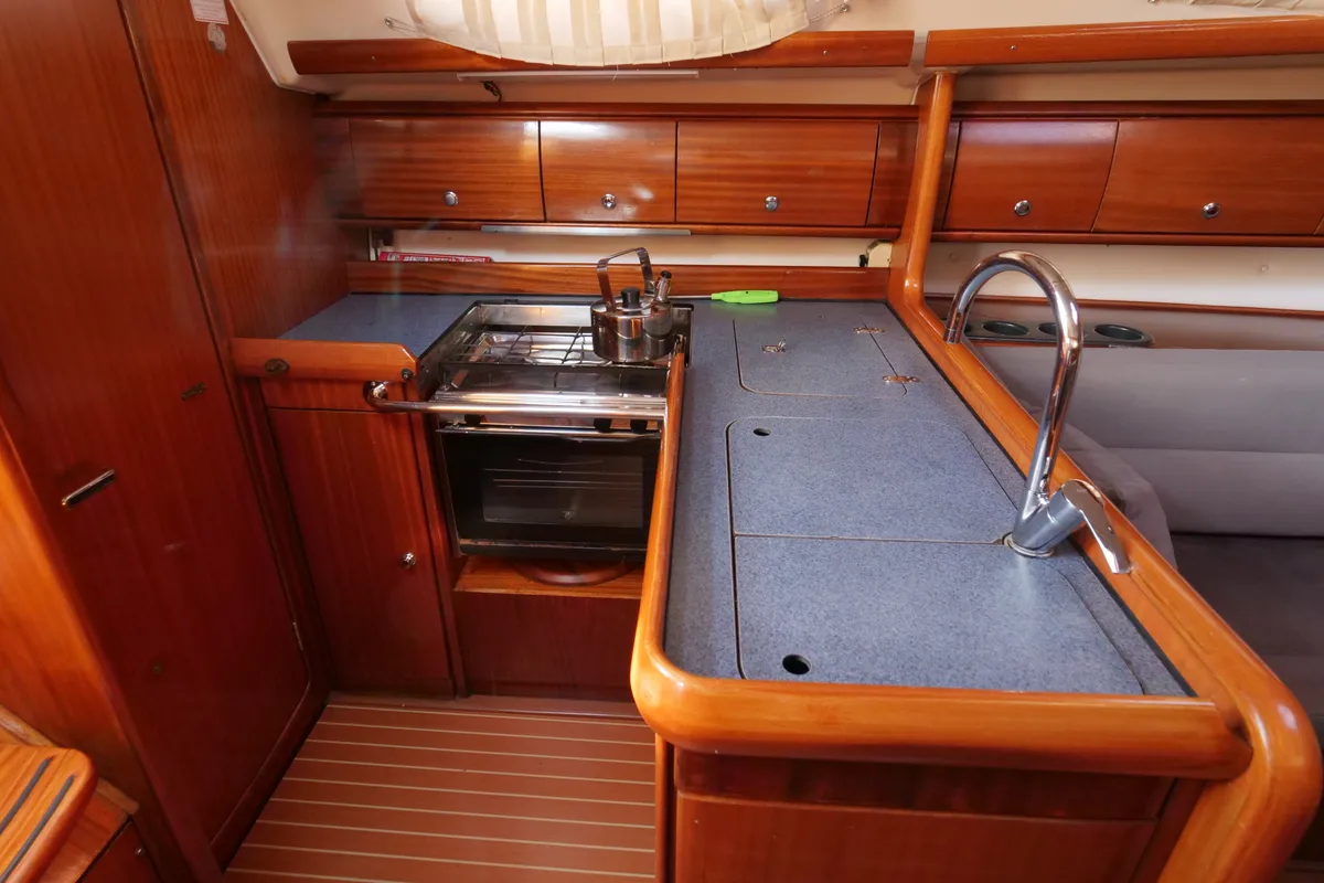 Galley of Altair, a Bavaria 36 sailboat at Fethiye, Turkey