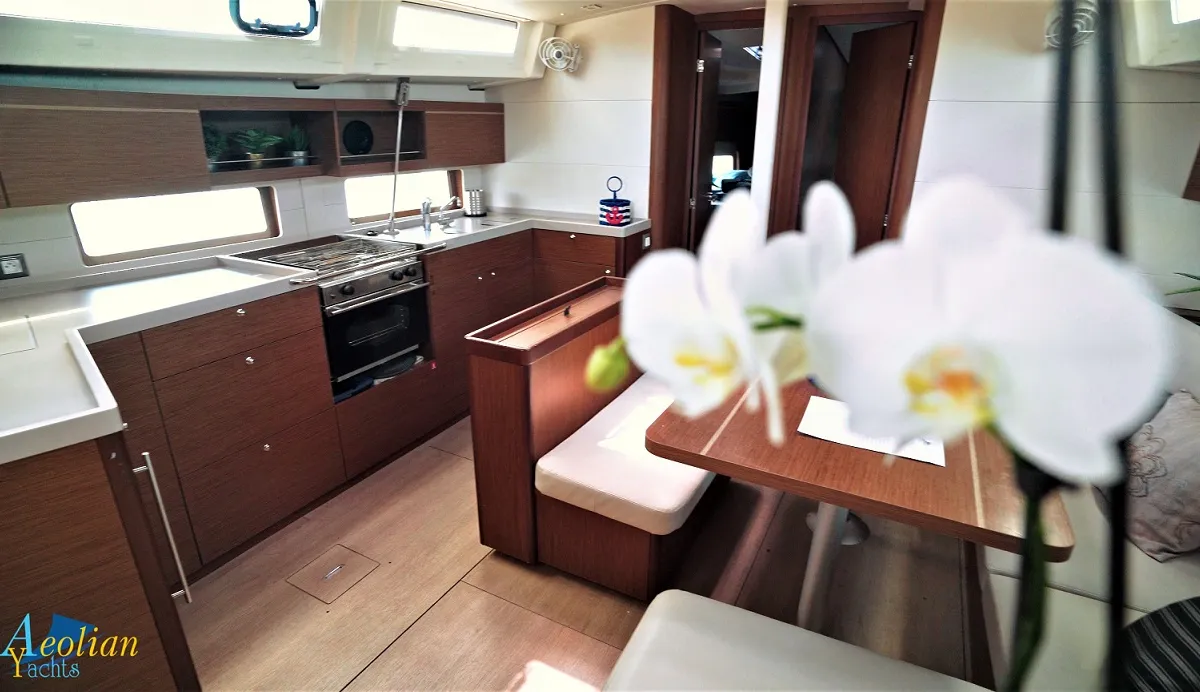 Galley of Aeolian Melody, a Beneteau Oceanis 46.1 sailboat at Preveza, Greece