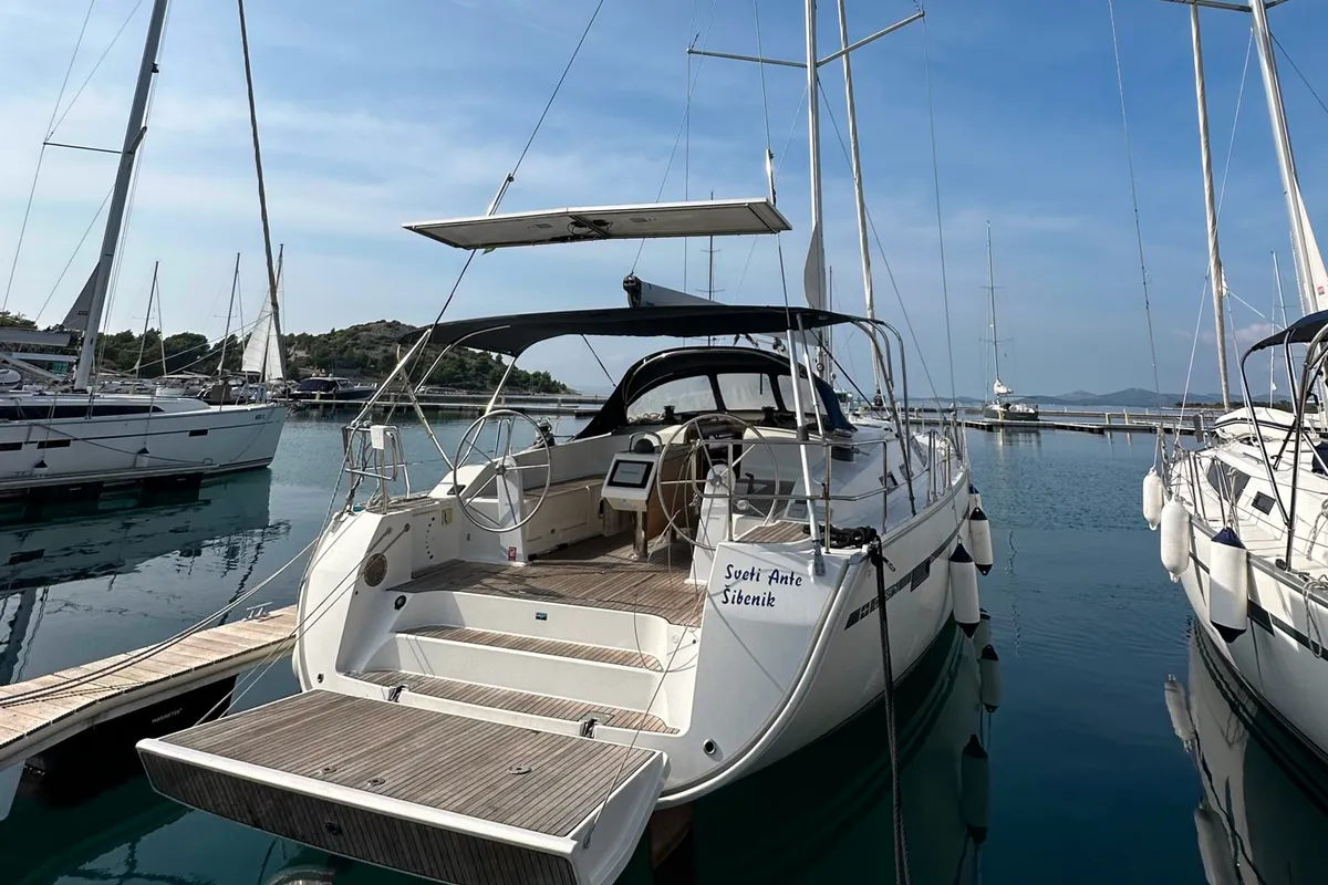 Exterior view of Sveti Ante, a Bavaria Cruiser 51 sailboat at Općina Sukošan, Croatia