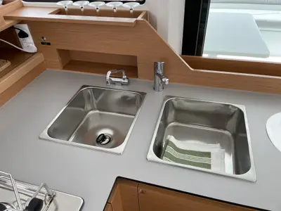 Galley of Siesta, a Excess 11 catamaran at Ibiza, Spain